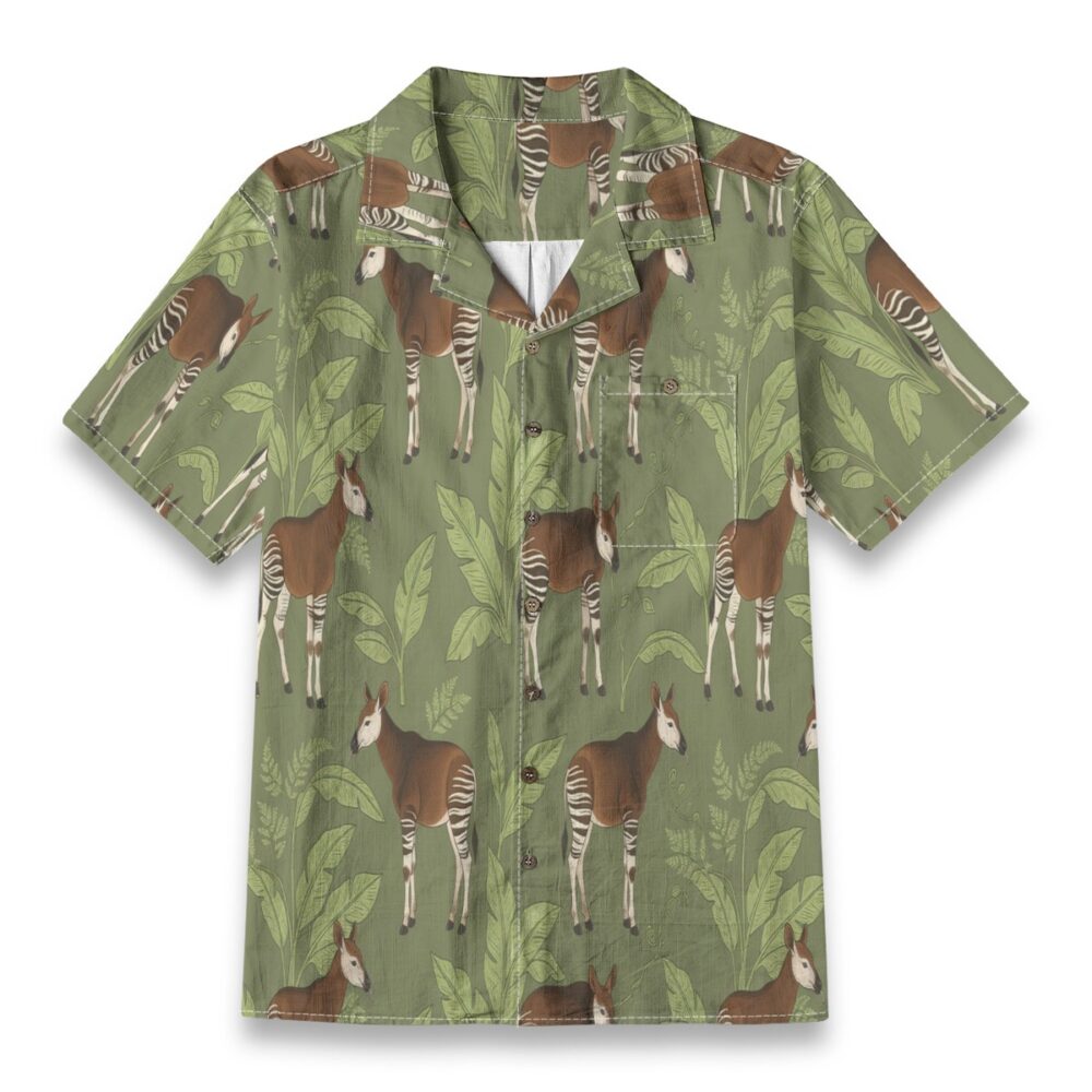 Okapi Jungle Pattern Exotic Tropical Hawaiian Shirt