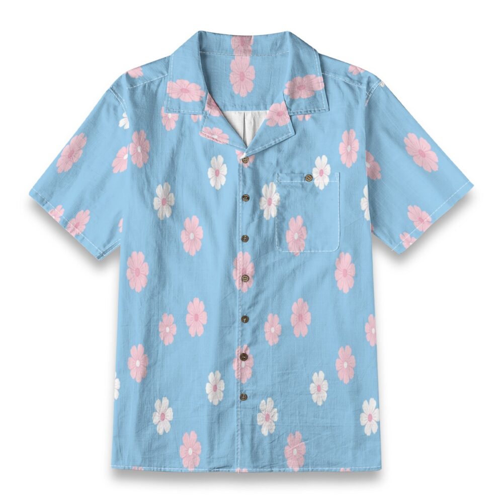 Cosmos Sky Garden Floral Beach Shirt